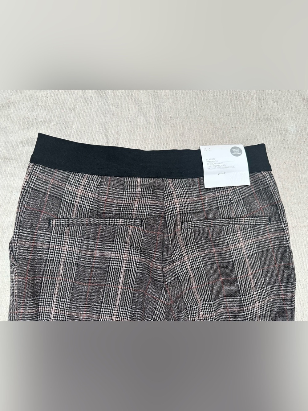 NWT H&M Plaid Slim Ankle Slacks Dress Pants Gray Pink Size 4 - Picture 5 of 12